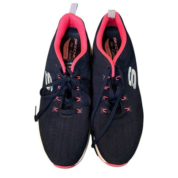 Navy and Pink Athletic Sneakers - Sketchers Size 10 - Picture 2 of 6